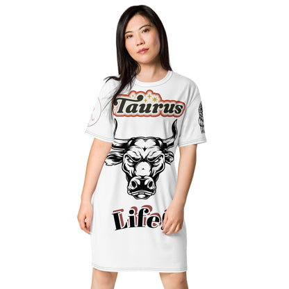 Taurus Life! White T-shirt dress