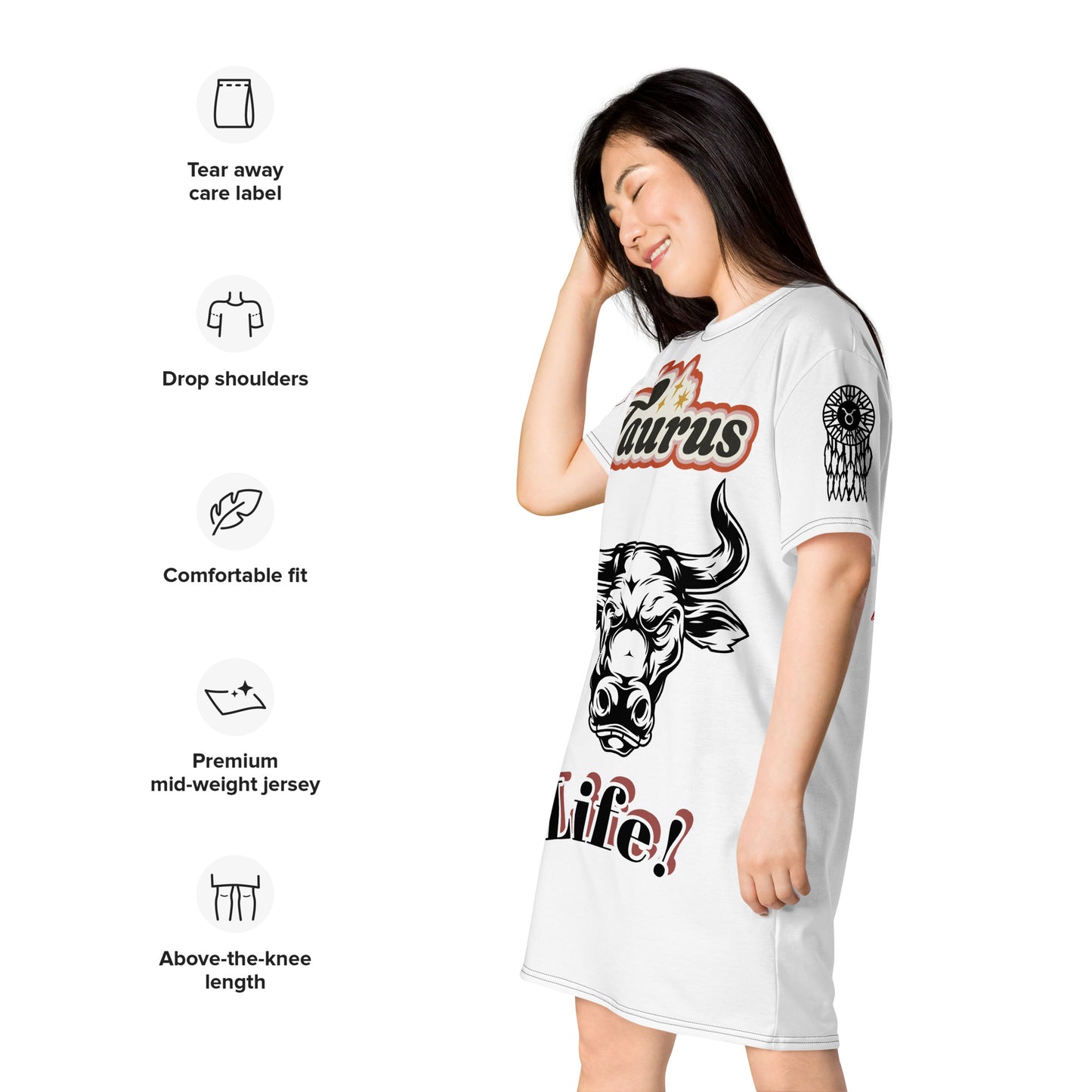 Taurus Life! White T-shirt dress