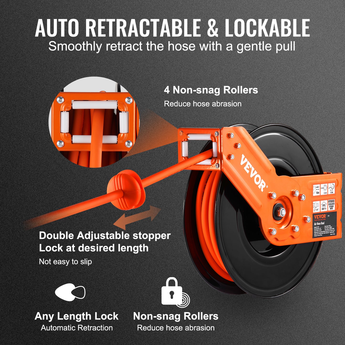 VEVOR Retractable Air Hose Reel, 50 FT