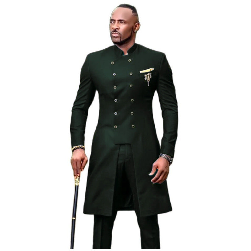 Slim Groom Tuxedo African Wedding Double Breasted Men's Blazer Jacket And Pants