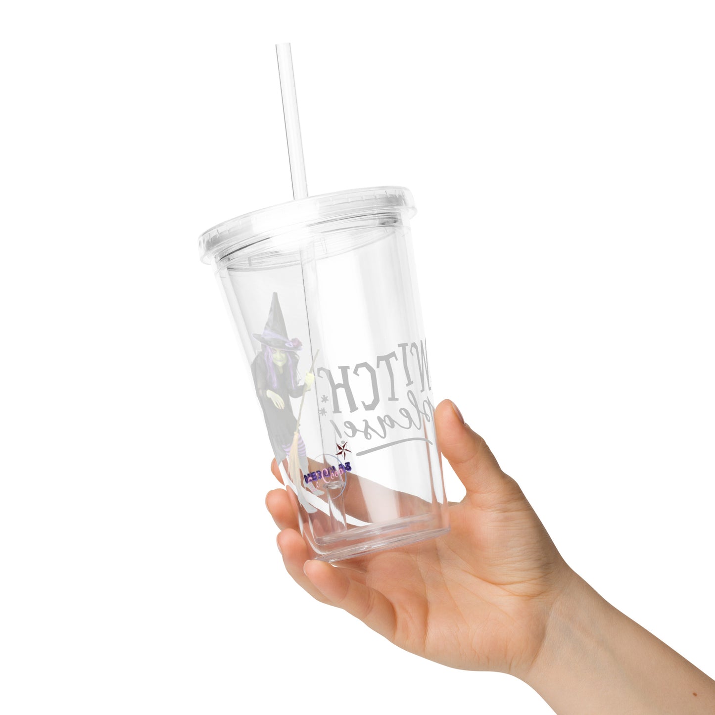 LCM23 Witch Please Halloween Clear plastic tumbler