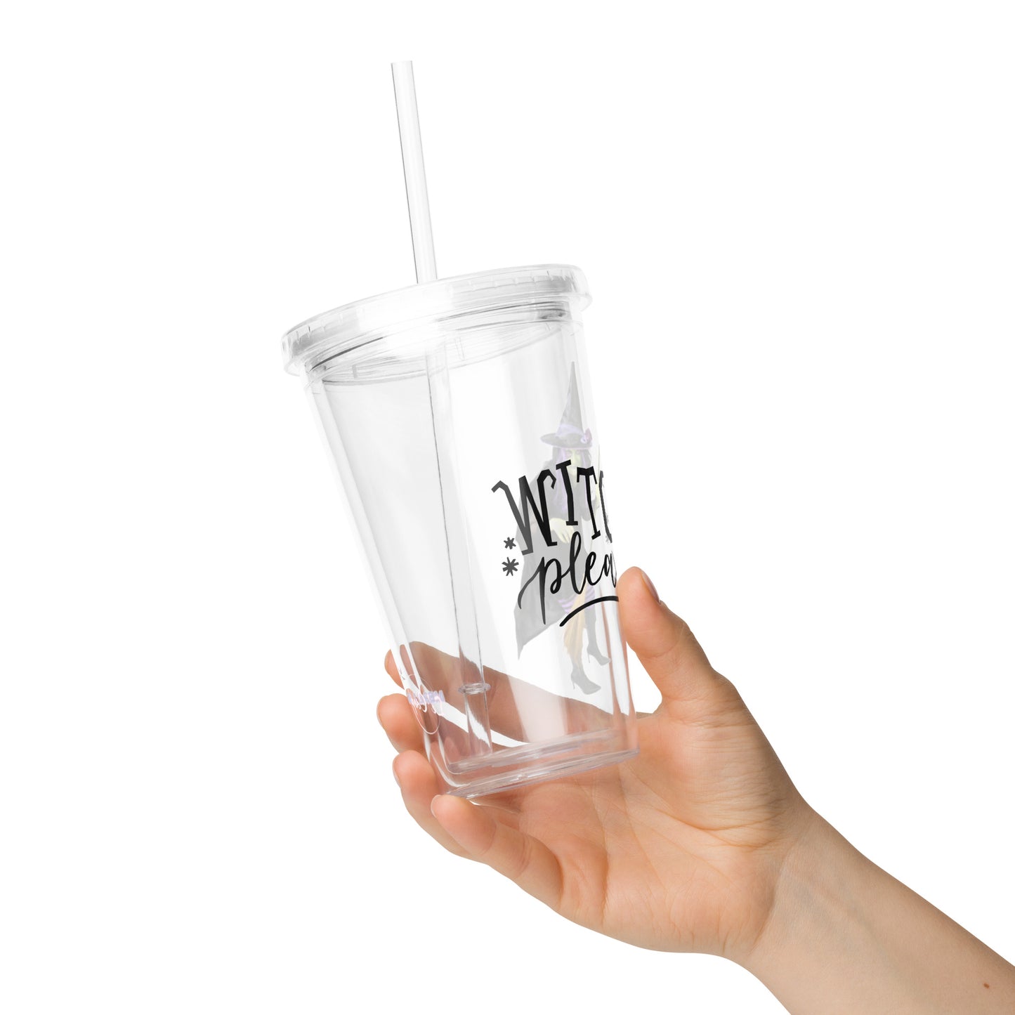 LCM23 Witch Please Halloween Clear plastic tumbler