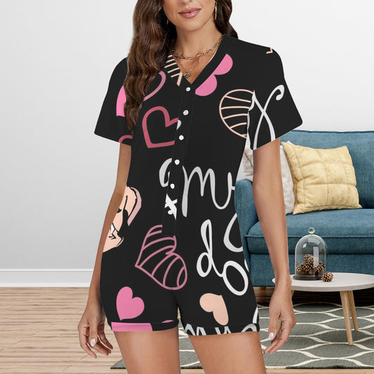 LCM23 My Dog Women's V-Neck Onesies Pajamas
