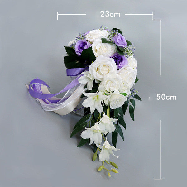 Waterfall Wedding Bride Bouquet Bridesmaid Hand Tied Artificial Flower Decor