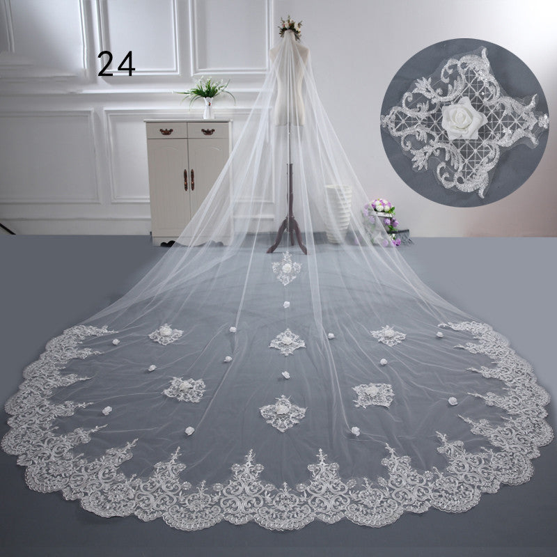 Bride Wedding Veil Long Long Tail