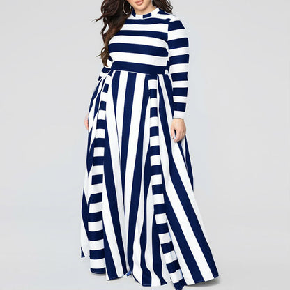 Plus Size Striped Woman''s Dress