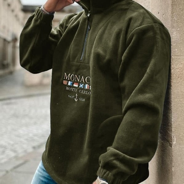 Alphabet Embroidery Thickened Casual Men's Sweater