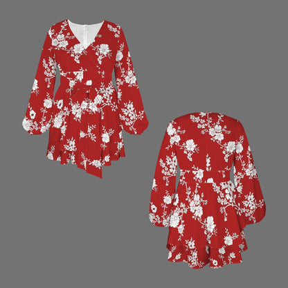 LCM23 Red Floral Long Sleeve Romper