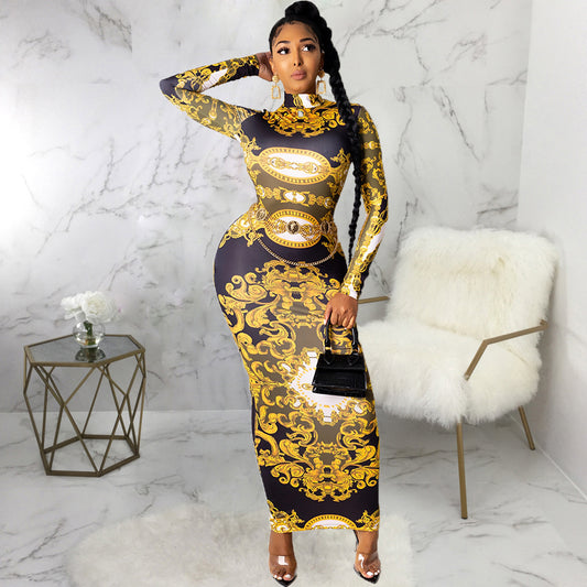 Fall Women's Commuter Casual Printed Skirt/Dress