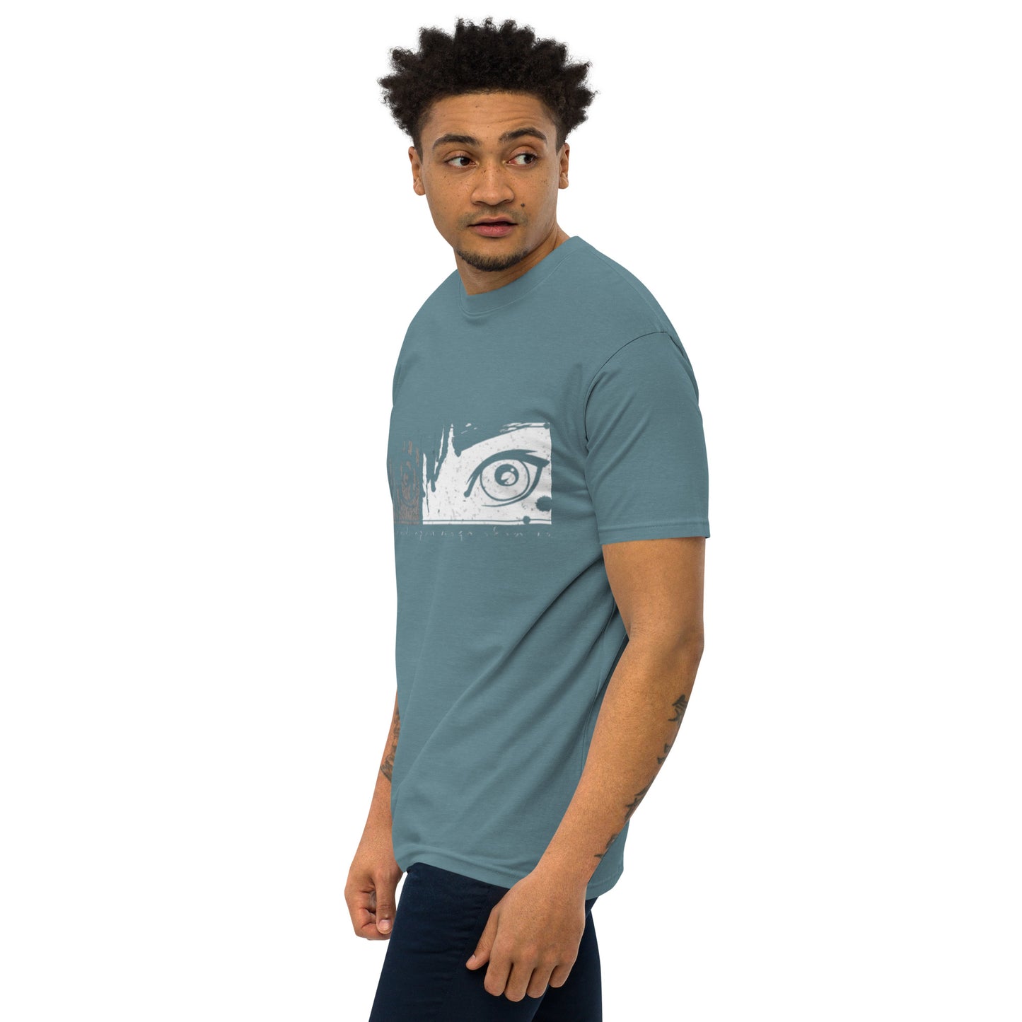 Anime Eye's Men’s premium heavyweight tee created with kittl.com