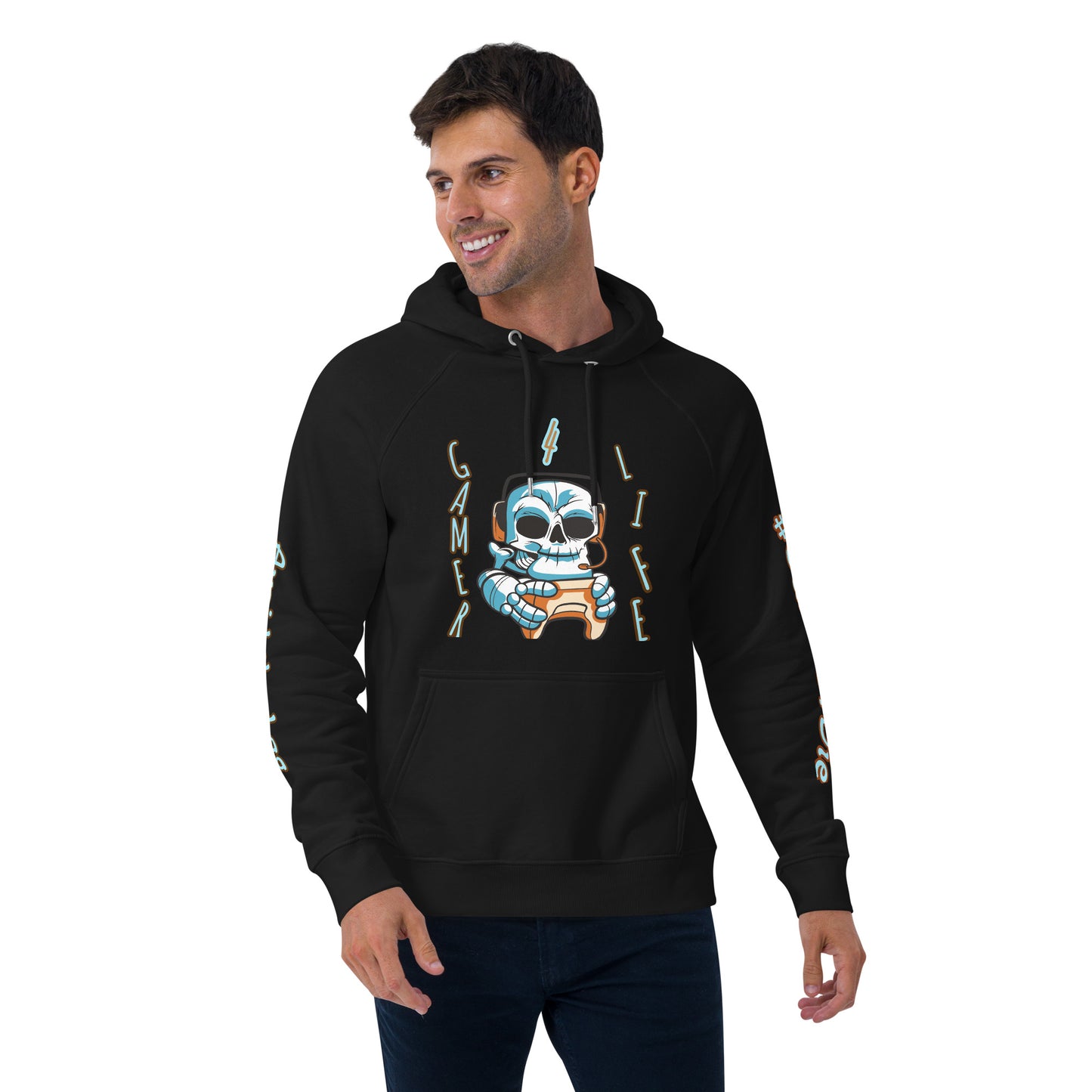 Gamer For Life Unisex eco raglan hoodie