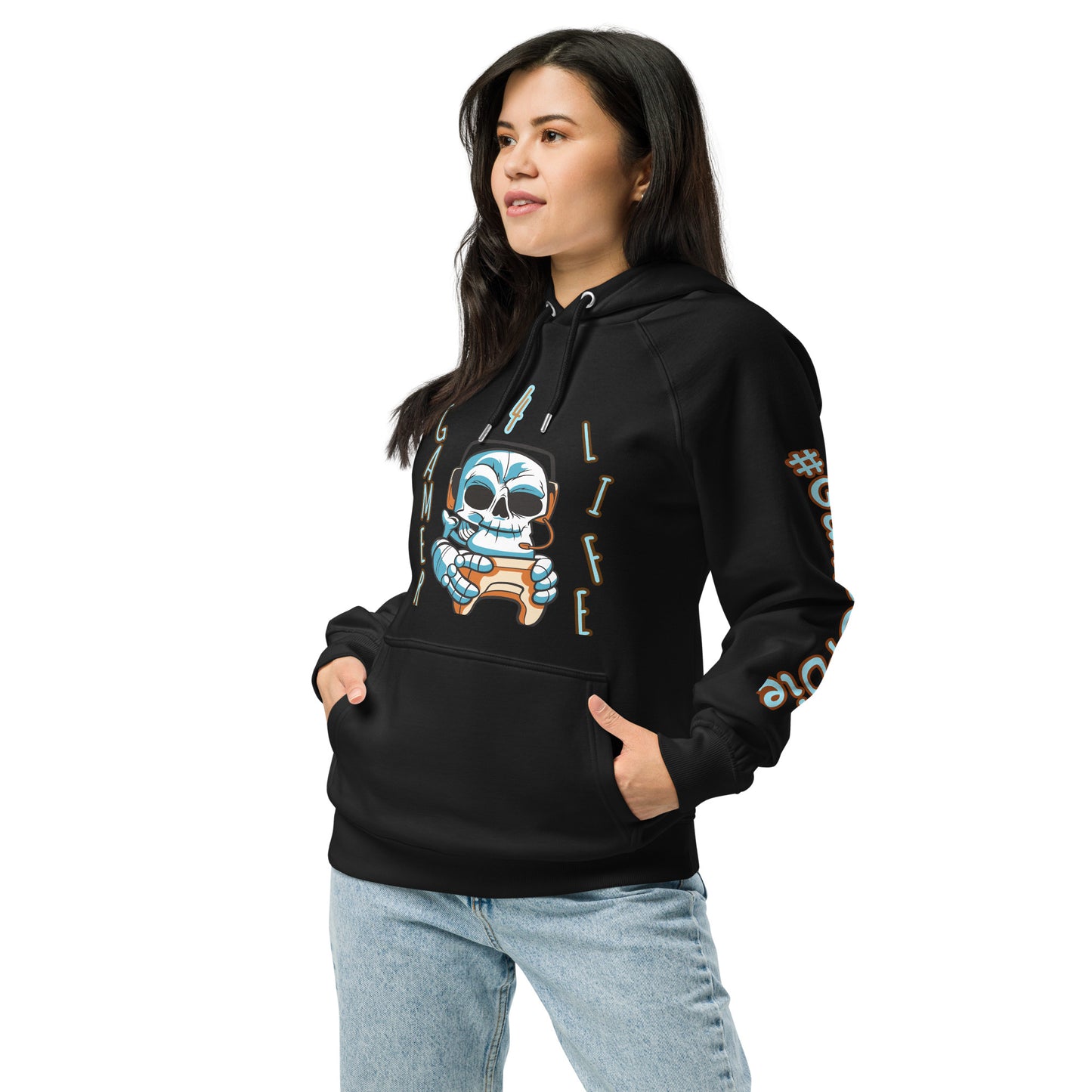 Gamer For Life Unisex eco raglan hoodie