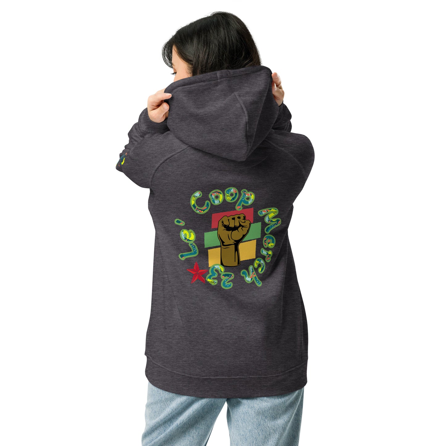 Black History is World History Unisex eco raglan hoodie/created with kittl/com