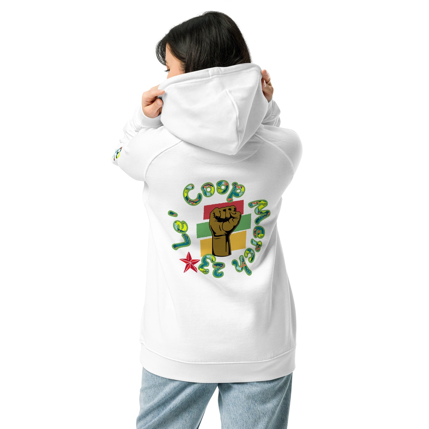 Black History is World History Unisex eco raglan hoodie/created with kittl/com