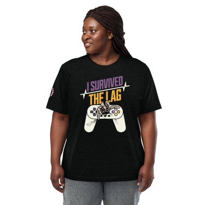 I Survived The Lag Short sleeve t-shirt created with kittl.com