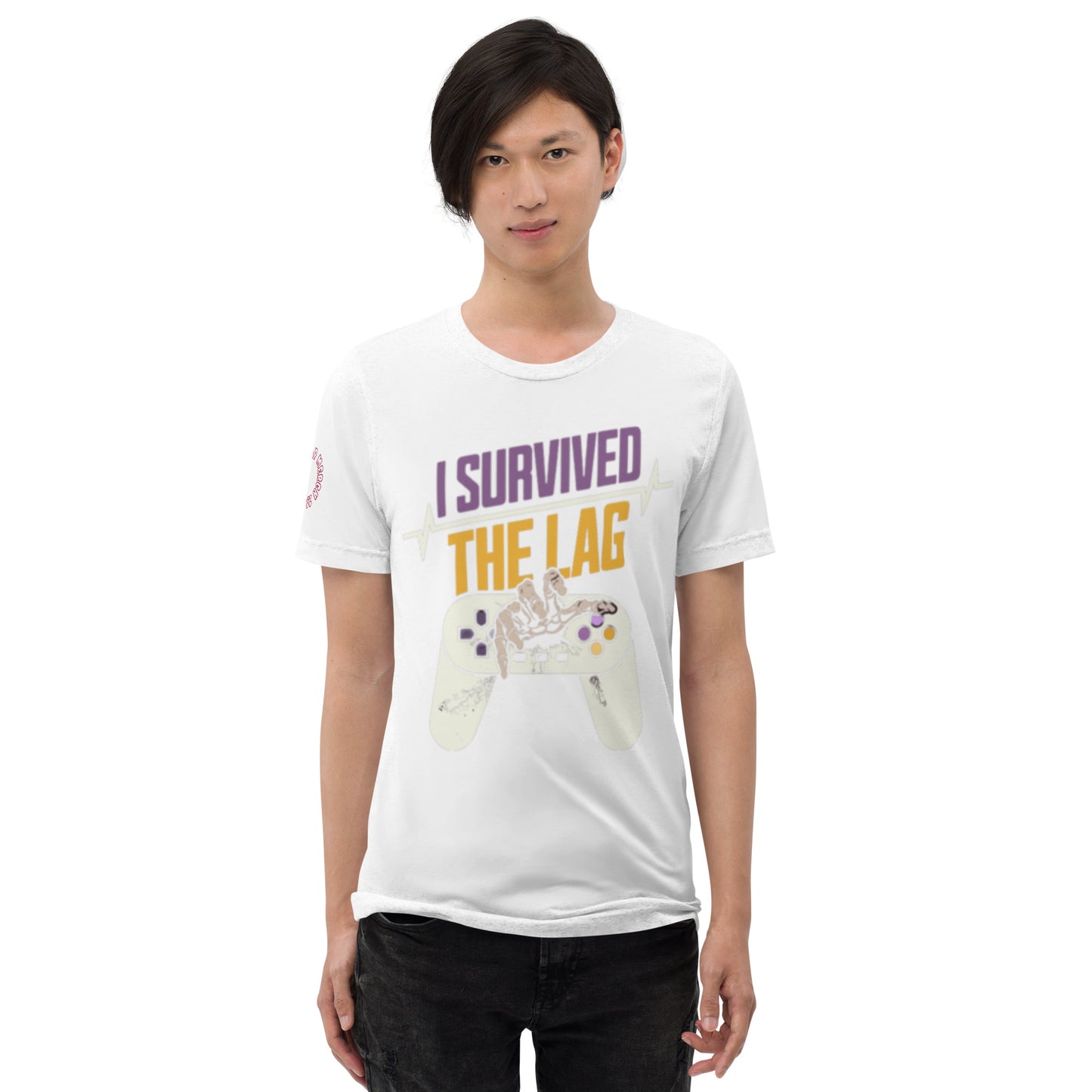 I Survived The Lag Short sleeve t-shirt created with kittl.com